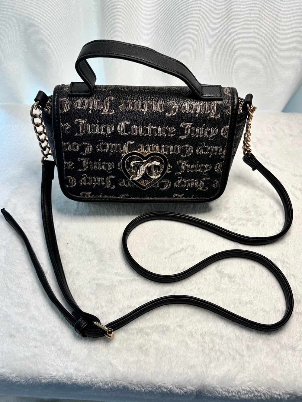 Juicy Couture Flawless Flap Crossbody Satchel with Crystal JC Logo